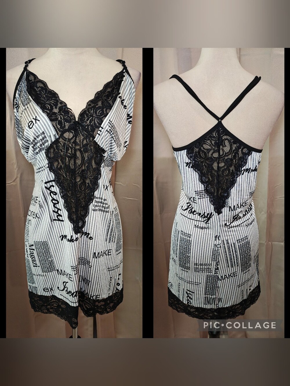 📰🗞️VINTAGE PLAYBOY NEWSPAPER PRINT LINGERIE SLIP DRESS📰🗞️